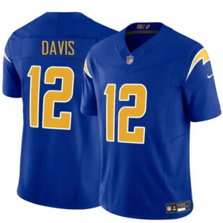 Men's Los Angeles Chargers #12 Derius Davis Royal 2024 F.U.S.E Vapor Limited Stitched Football Jersey