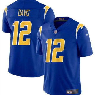Men's Los Angeles Chargers #12 Derius Davis Royal 2024 Vapor Limited Stitched Football Jersey