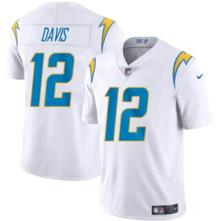 Men's Los Angeles Chargers #12 Derius Davis White 2024 Vapor Limited Stitched Football Jersey