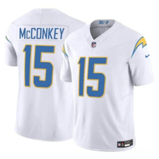 Men's Los Angeles Chargers #15 Ladd McConkey White 2024 F.U.S.E Draft Vapor Limited Stitched Football Jersey