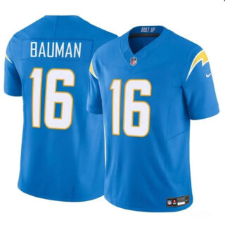 Men's Los Angeles Chargers #16 Casey Bauman Blue 2024 F.U.S.E Vapor Limited Stitched Football Jersey