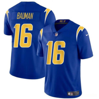 Men's Los Angeles Chargers #16 Casey Bauman Royal 2024 Vapor Limited Stitched Football Jersey