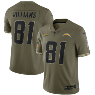Men's Los Angeles Chargers #81 Mike Williams Olive 2022 Salute To Service Limited Stitched Jersey
