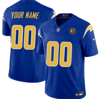 Men's Los Angeles Chargers Active Player Custom Royal 2023 F.U.S.E. With John Madden Patch Vapor Limited Stitched Football Jersey