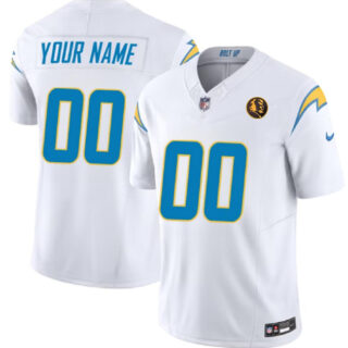 Men's Los Angeles Chargers Active Player Custom White 2023 F.U.S.E. With John Madden Patch Vapor Limited Stitched Football Jersey