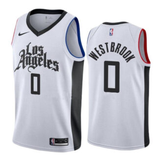 Men's Los Angeles Clippers #0 Russell Westbrook White City Edition Stitched Jersey