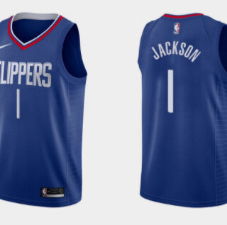 Men's Los Angeles Clippers #1 Reggie Jackson Royal Icon Edition Stitched Basketball Jersey