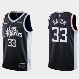 Men's Los Angeles Clippers #33 Nicolas Batum 2020-21 Black City Edition Stitched NBA Jersey