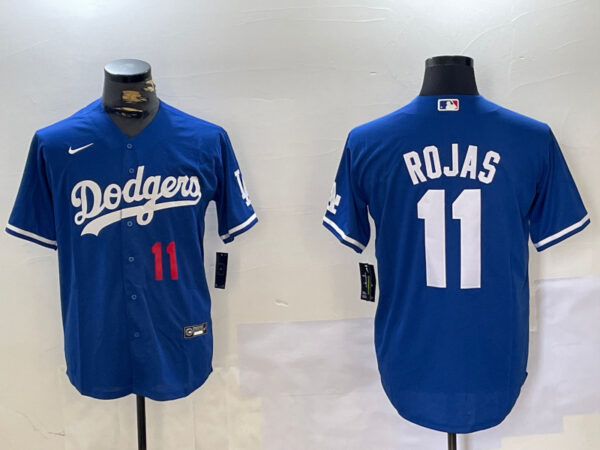 Men's Los Angeles Dodgers #11 Miguel Rojas Royal Cool Base Stitched Baseball Jerseys
