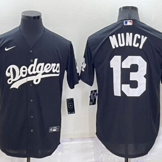 Men's Los Angeles Dodgers #13 Max Muncy Black Cool Base Stitched Baseball Jersey