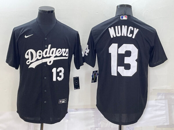 Men's Los Angeles Dodgers #13 Max Muncy Black Cool Base Stitched Baseball Jerseys