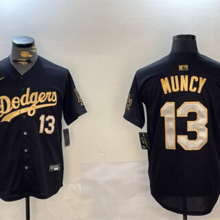 Men's Los Angeles Dodgers #13 Max Muncy Black Gold Limited Stitched Baseball Jersey