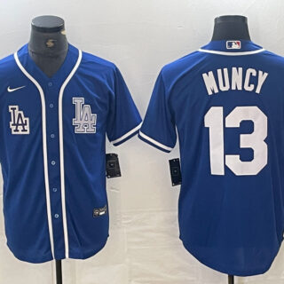 Men's Los Angeles Dodgers #13 Max Muncy Blue Cool Base Stitched Baseball Jersey