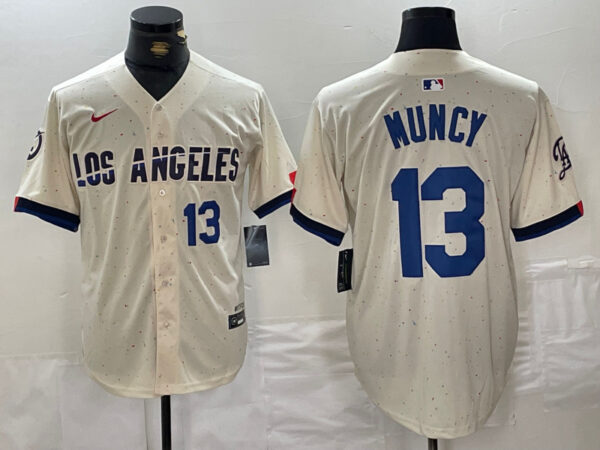 Men's Los Angeles Dodgers #13 Max Muncy Cream Stitched Baseball Jerseys