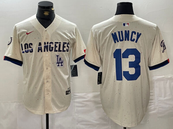 Men's Los Angeles Dodgers #13 Max Muncy Cream Stitched Baseball Jerseys