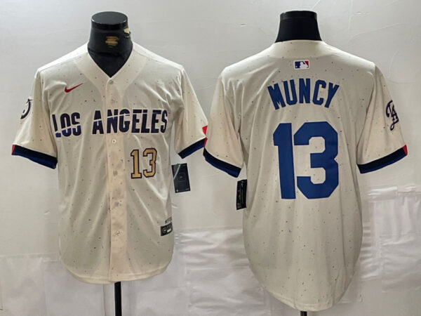 Men's Los Angeles Dodgers #13 Max Muncy Cream Stitched Baseball Jerseys