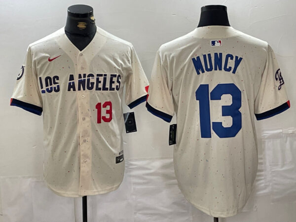 Men's Los Angeles Dodgers #13 Max Muncy Cream Stitched Baseball Jerseys