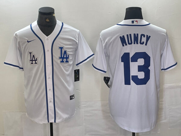 Men's Los Angeles Dodgers #13 Max Muncy White Cool Base Stitched Baseball Jersey