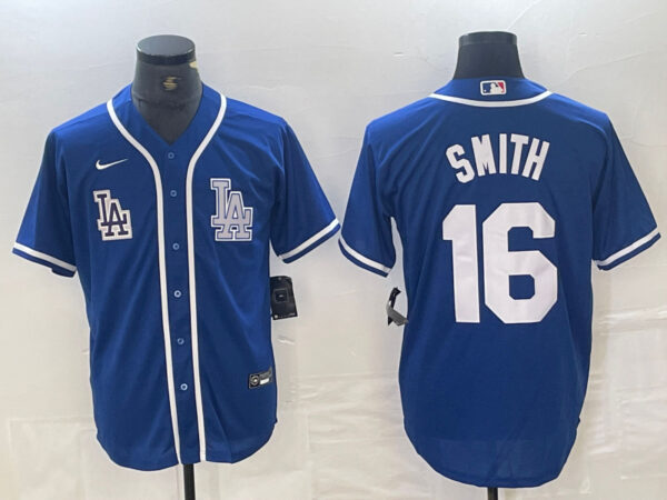 Men's Los Angeles Dodgers #16 Will Smith Blue Cool Base Stitched Baseball Jersey