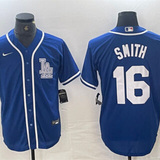 Men's Los Angeles Dodgers #16 Will Smith Blue Cool Base Stitched Baseball Jersey