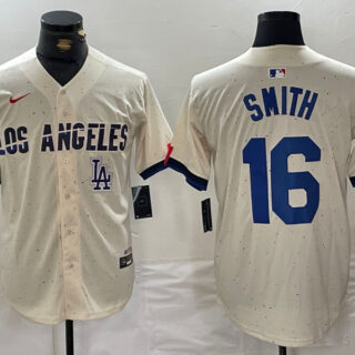 Men's Los Angeles Dodgers #16 Will Smith Cream Stitched Baseball Jerseys