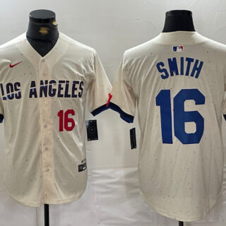 Men's Los Angeles Dodgers #16 Will Smith Cream Stitched Baseball Jerseys