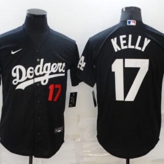 Men's Los Angeles Dodgers #17 Joe Kelly Black Cool Base Stitched Baseball Jersey