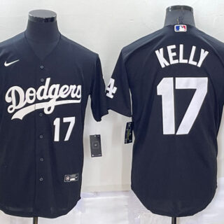 Men's Los Angeles Dodgers #17 Joe Kelly Black Cool Base Stitched Baseball Jerseys