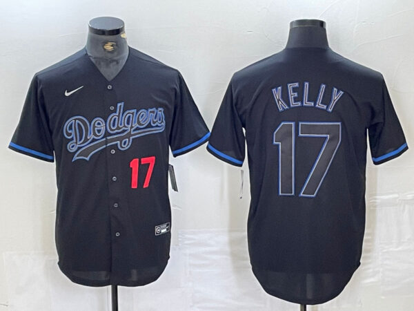 Men's Los Angeles Dodgers #17 Shohei Ohtani Black Cool Base Stitched Baseball Jersey