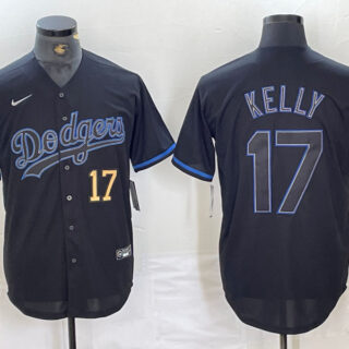 Men's Los Angeles Dodgers #17 Shohei Ohtani Black Cool Base Stitched Baseball Jersey