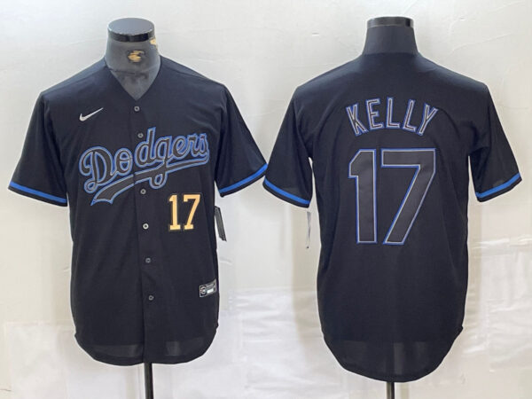 Men's Los Angeles Dodgers #17 Shohei Ohtani Black Cool Base Stitched Baseball Jersey