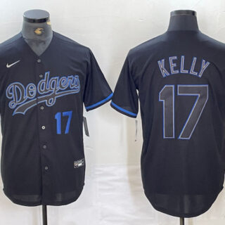 Men's Los Angeles Dodgers #17 Shohei Ohtani Black Cool Base Stitched Baseball Jersey