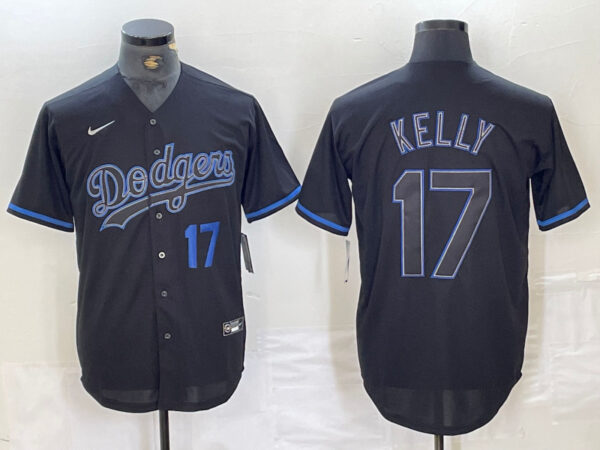 Men's Los Angeles Dodgers #17 Shohei Ohtani Black Cool Base Stitched Baseball Jersey