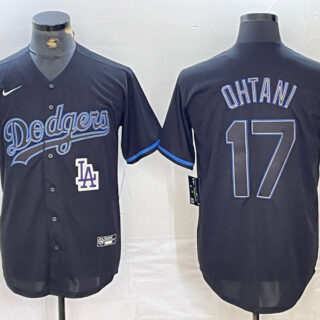 Men's Los Angeles Dodgers #17 Shohei Ohtani Black Cool Base Stitched Baseball Jersey