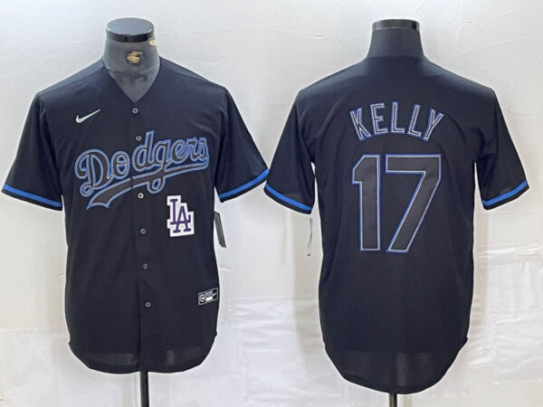 Men's Los Angeles Dodgers #17 Shohei Ohtani Black Cool Base Stitched Baseball Jersey