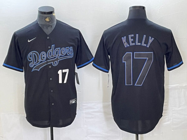 Men's Los Angeles Dodgers #17 Shohei Ohtani Black Cool Base Stitched Baseball Jersey