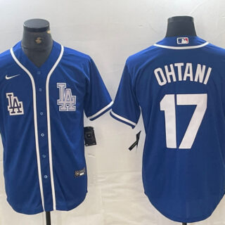 Men's Los Angeles Dodgers #17 Shohei Ohtani Blue Cool Base Stitched Baseball Jersey