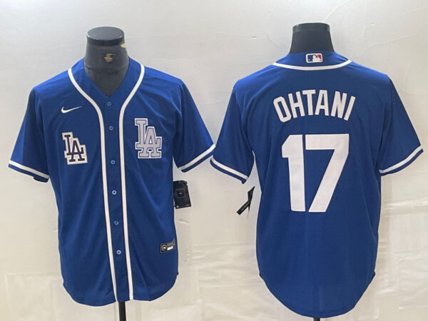 Men's Los Angeles Dodgers #17 Shohei Ohtani Blue Cool Base Stitched Baseball Jersey