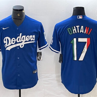 Men's Los Angeles Dodgers #17 Shohei Ohtani Blue Cool Base Stitched Baseball Jersey