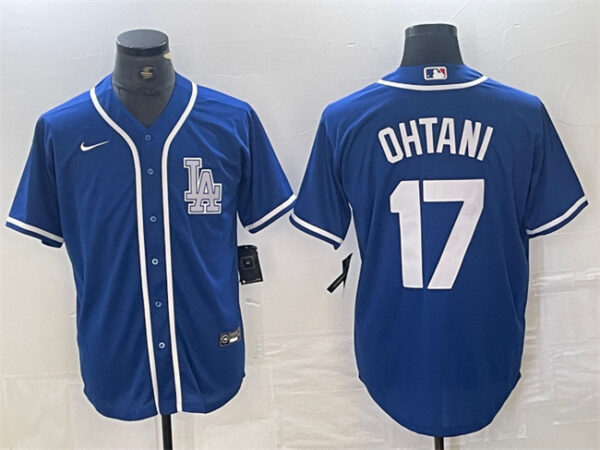 Men's Los Angeles Dodgers #17 Shohei Ohtani Blue Cool Base Stitched Baseball Jersey