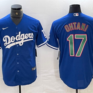 Men's Los Angeles Dodgers #17 Shohei Ohtani Blue Green Cool Base Stitched Baseball Jersey