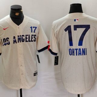 Men's Los Angeles Dodgers #17 Shohei Ohtani Cream 2024 City Connect Limited Stitched Baseball Jersey