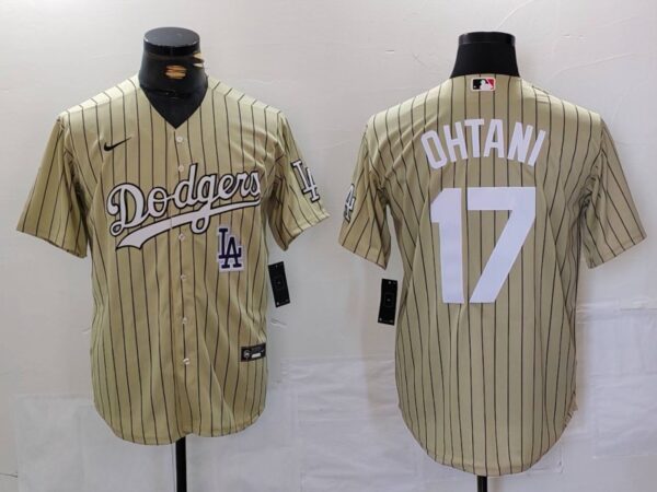 Men's Los Angeles Dodgers #17 Shohei Ohtani Cream Cool Base Stitched Jerseys