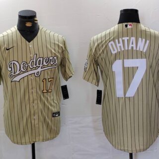 Men's Los Angeles Dodgers #17 Shohei Ohtani Cream Cool Base Stitched Jerseys