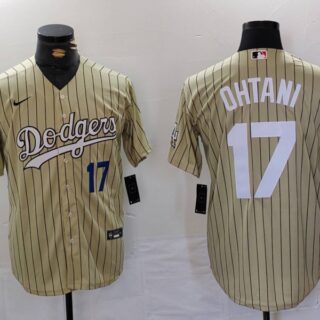 Men's Los Angeles Dodgers #17 Shohei Ohtani Cream Cool Base Stitched Jerseys