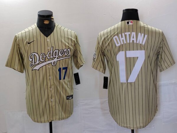 Men's Los Angeles Dodgers #17 Shohei Ohtani Cream Cool Base Stitched Jerseys