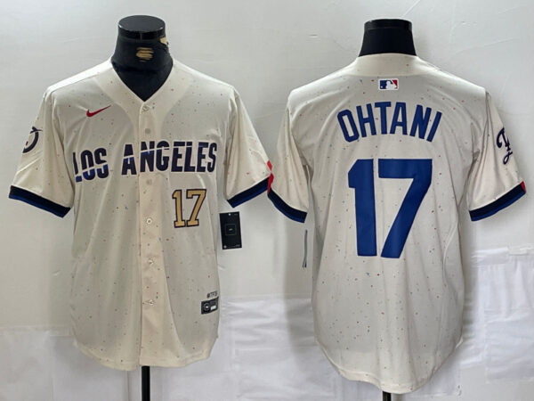 Men's Los Angeles Dodgers #17 Shohei Ohtani Cream Stitched Baseball Jerseys