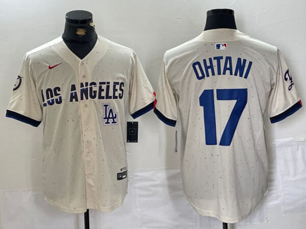 Men's Los Angeles Dodgers #17 Shohei Ohtani Cream Stitched Baseball Jerseys