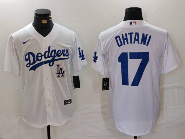 Men's Los Angeles Dodgers #17 Shohei Ohtani White Stitched Baseball Jersey