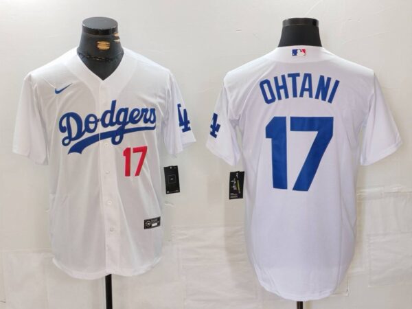 Men's Los Angeles Dodgers #17 Shohei Ohtani White Stitched Baseball Jersey